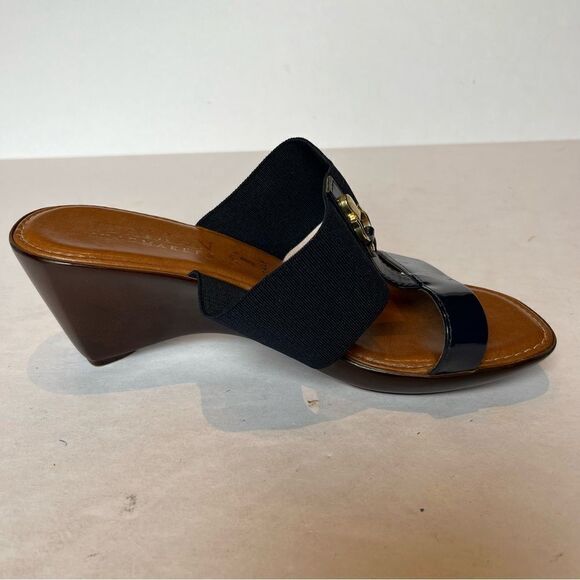 Italian Shoemakers Heeled Wedge Sandals Navy Blue Size 9 - Picture 4 of 10